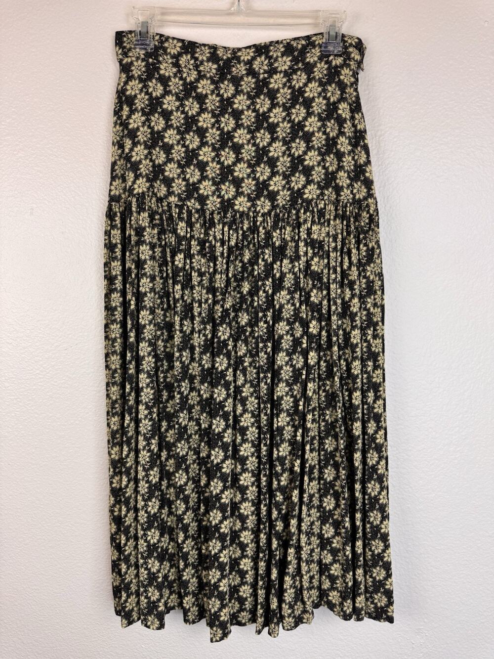 Vintage 80s Escada Margaretha Ley Floral High Rise Drop Waist Maxi Skirt 38 M